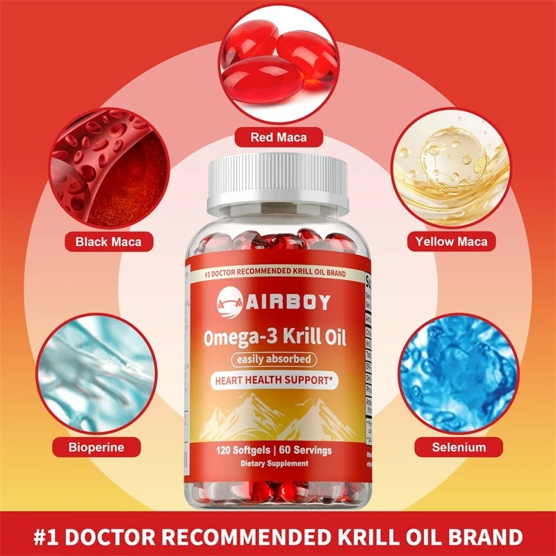 Krill Oil Supplement - Óleo de Krill Omega-3 com Astaxantina,